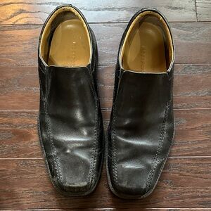 Black Leather Men's Slip-On Shoes